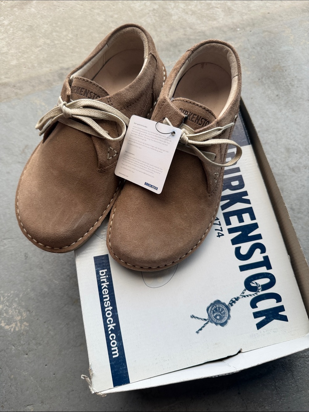 Birkenstock Kids Brown Suede Moccasin Lace Shoe